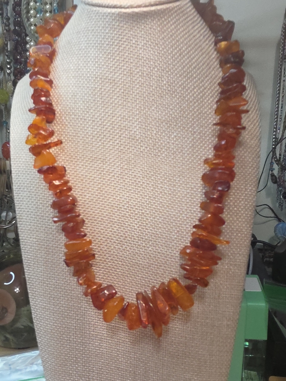 Baltic Amber Chip Necklace - Natural Orange-Brown Women Jewelry